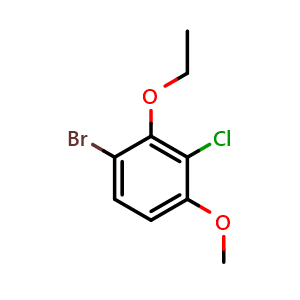 Chemical structure of 1-Bromo-3-chloro-2-ethoxy-4-methoxybenzene , CAS 2384494-20-4, AChemBlock X175198