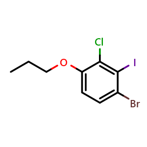 Chemical structure of 1-Bromo-3-chloro-2-iodo-4-propoxybenzene , CAS 2807470-97-7, AChemBlock X175200