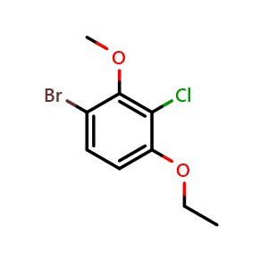 Chemical structure of 1-Bromo-3-chloro-4-ethoxy-2-methoxybenzene , CAS 2385514-90-7, AChemBlock X175206