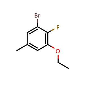 Chemical structure of 1-Bromo-3-ethoxy-2-fluoro-5-methylbenzene , CAS 2383609-57-0, AChemBlock X175216