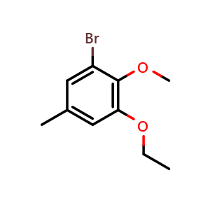 Chemical structure of 1-Bromo-3-ethoxy-2-methoxy-5-methylbenzene , CAS 2386135-46-0, AChemBlock X175217