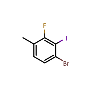 Chemical structure of 1-Bromo-3-fluoro-2-iodo-4-methylbenzene , CAS 1805420-58-9, AChemBlock X175229