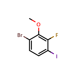Chemical structure of 1-Bromo-3-fluoro-4-iodo-2-methoxybenzene , CAS 2383590-29-0, AChemBlock X175235