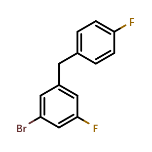 Chemical structure of 1-Bromo-3-fluoro-5-(4-fluorobenzyl)benzene , CAS 2586126-26-1, AChemBlock X175237