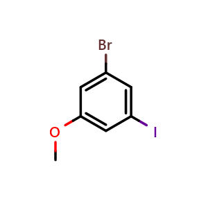 Chemical structure of 1-Bromo-3-iodo-5-methoxybenzene , CAS 915412-18-9, AChemBlock X175244