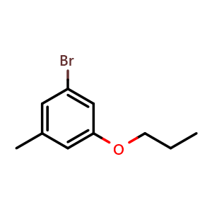 Chemical structure of 1-bromo-3-methyl-5-propoxybenzene , CAS 1267418-42-7, AChemBlock X175256