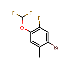 Chemical structure of 1-Bromo-4-(difluoromethoxy)-5-fluoro-2-methylbenzene , CAS 2167832-17-7, AChemBlock X175273