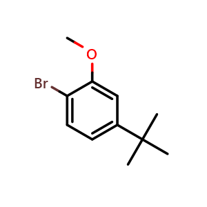 Chemical structure of 1-bromo-4-(tert-butyl)-2-methoxybenzene , CAS 78347-90-7, AChemBlock X175281