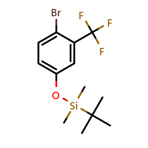 Chemical structure of 1-Bromo-4-(tert-butyldimethylsilanyloxy)-2-trifluoromethylbenzene , CAS 2248176-42-1, AChemBlock X175282