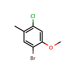 Chemical structure of 1-Bromo-4-chloro-2-methoxy-5-methylbenzene , CAS 83803-57-0, AChemBlock X175302