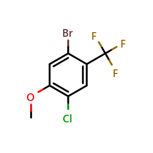 Chemical structure of 1-Bromo-4-chloro-5-methoxy-2-(trifluoromethyl)benzene , CAS 1940191-97-8, AChemBlock X175307