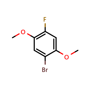 Chemical structure of 1-Bromo-4-fluoro-2,5-dimethoxybenzene , CAS 1783644-81-4, AChemBlock X175320