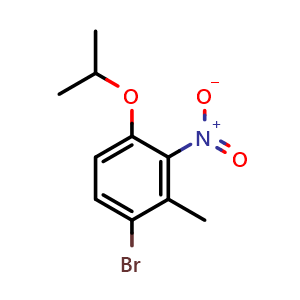 Chemical structure of 1-Bromo-4-isopropoxy-2-methyl-3-nitrobenzene , CAS 2169195-42-8, AChemBlock X175331