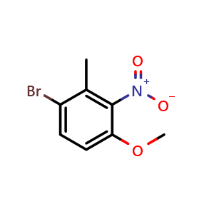 Chemical structure of 1-bromo-4-methoxy-2-methyl-3-nitrobenzene , CAS 85598-13-6, AChemBlock X175334