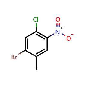 Chemical structure of 1-bromo-5-chloro-2-methyl-4-nitrobenzene , CAS 40371-64-0, AChemBlock X175348
