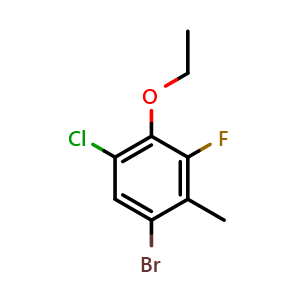 Chemical structure of 1-Bromo-5-chloro-4-ethoxy-3-fluoro-2-methylbenzene , CAS 2807443-51-0, AChemBlock X175355
