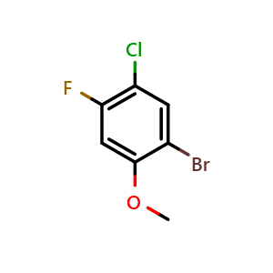 Chemical structure of 1-Bromo-5-chloro-4-fluoro-2-methoxybenzene , CAS 949892-08-4, AChemBlock X175356