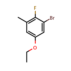 Chemical structure of 1-Bromo-5-ethoxy-2-fluoro-3-methylbenzene , CAS 2386336-07-6, AChemBlock X175358