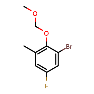 Chemical structure of 1-Bromo-5-fluoro-2-(methoxymethoxy)-3-methylbenzene , CAS 2734778-43-7, AChemBlock X175361