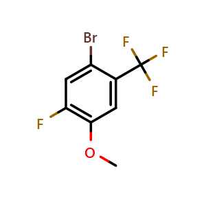 Chemical structure of 1-Bromo-5-fluoro-4-methoxy-2-(trifluoromethyl)benzene , CAS 2090805-17-5, AChemBlock X175375
