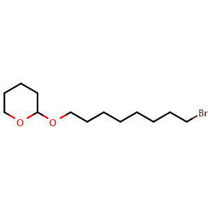 Chemical structure of 1-bromo-8-(tetrahydropyranyloxy)octane , CAS 50816-20-1, AChemBlock X175378