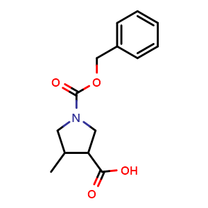 Chemical structure of 1-Cbz-4-Methyl-pyrrolidine-3-carboxylic acid , CAS 959236-78-3, AChemBlock X175390