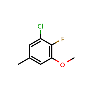 Chemical structure of 1-Chloro-2-fluoro-3-methoxy-5-methylbenzene , CAS 1805154-54-4, AChemBlock X175411