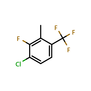 Chemical structure of 1-chloro-2-fluoro-3-methyl-4-(trifluoromethyl)benzene , CAS 1805112-84-8, AChemBlock X175412