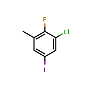 Chemical structure of 1-Chloro-2-fluoro-5-iodo-3-methylbenzene , CAS 1807258-69-0, AChemBlock X175416
