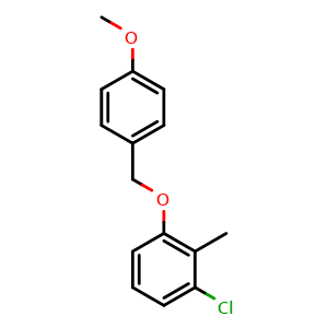 Chemical structure of 1-Chloro-3-((4-methoxybenzyl)oxy)-2-methylbenzene , CAS 2764733-55-1, AChemBlock X175420