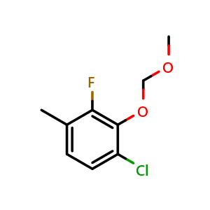 Chemical structure of 1-Chloro-3-fluoro-2-(methoxymethoxy)-4-methylbenzene , CAS 2807456-38-6, AChemBlock X175430
