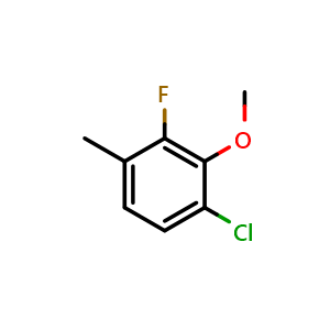 Chemical structure of 1-Chloro-3-fluoro-2-methoxy-4-methylbenzene , CAS 261762-80-5, AChemBlock X175436