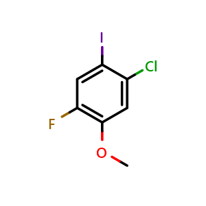 Chemical structure of 1-Chloro-4-fluoro-2-iodo-5-methoxybenzene , CAS 677741-99-0, AChemBlock X175453