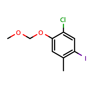 Chemical structure of 1-Chloro-5-iodo-2-(methoxymethoxy)-4-methylbenzene , CAS 2764733-29-9, AChemBlock X175466