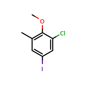 Chemical structure of 1-Chloro-5-iodo-2-methoxy-3-methylbenzene , CAS 2383904-53-6, AChemBlock X175467