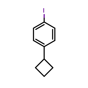 Chemical structure of 1-Cyclobutyl-4-iodobenzene , CAS 2005893-91-2, AChemBlock X175470
