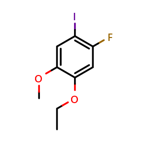 Chemical structure of 1-Ethoxy-5-fluoro-4-iodo-2-methoxybenzene , CAS 2092536-16-6, AChemBlock X175506