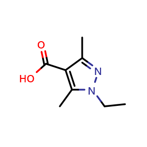 Chemical structure of 1-Ethyl-3,5-dimethyl-1H-pyrazole-4-carboxylic acid , CAS 108444-24-2, AChemBlock X175511
