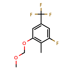 Chemical structure of 1-Fluoro-3-(methoxymethoxy)-2-methyl-5-(trifluoromethyl)benzene , CAS 2734775-10-9, AChemBlock X175533