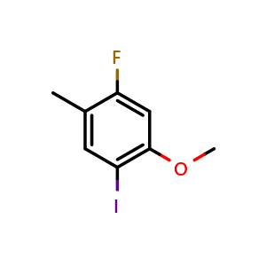 Chemical structure of 1-Fluoro-4-iodo-5-methoxy-2-methylbenzene , CAS 2384896-17-5, AChemBlock X175548