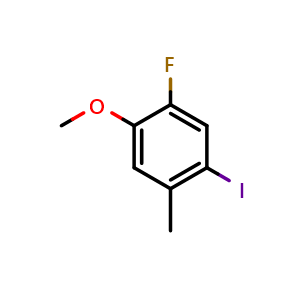 Chemical structure of 1-Fluoro-5-iodo-2-methoxy-4-methylbenzene , CAS 2385774-03-6, AChemBlock X175557
