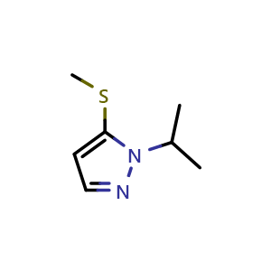Chemical structure of 1-Isopropyl-5-(methylthio)-1H-pyrazole , CAS 2734774-81-1, AChemBlock X175587