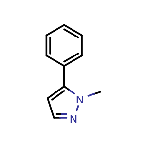 Chemical structure of 1-Methyl-5-phenyl-1H-pyrazole , CAS 3463-27-2, AChemBlock X175606