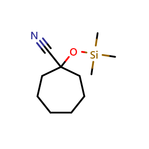 Chemical structure of 1-trimethylsilyloxy-1-cycloheptanecarbonitrile , CAS 91390-82-8, AChemBlock X175615