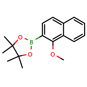 Chemical structure of 2-(1-Methoxynaphthalen-2-yl)-4,4,5,5-tetramethyl-1,3,2-dioxaborolane , CAS 627526-46-9, AChemBlock X175627