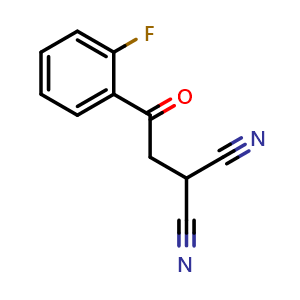 Chemical structure of 2-(2-(2-fluorophenyl)-2-oxoethyl)malononitrile (Vonoprazan Impurity） , CAS 312307-38-3, AChemBlock X175628