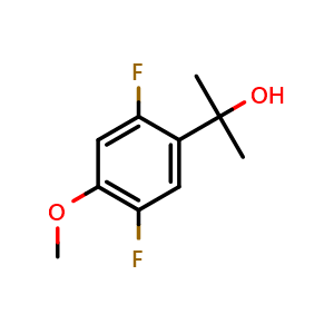 Chemical structure of 2-(2,5-Difluoro-4-methoxyphenyl)propan-2-ol , CAS 1891132-38-9, AChemBlock X175656