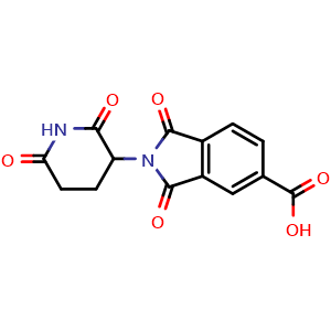 Chemical structure of 2-(2,6-Dioxopiperidin-3-yl)-1,3-dioxoisoindoline-5-carboxylic acid , CAS 1216805-11-6, AChemBlock X175660