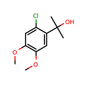 Chemical structure of 2-(2-Chloro-4,5-dimethoxyphenyl)propan-2-ol , CAS 1782472-68-7, AChemBlock X175678