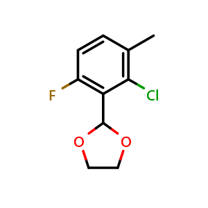 Chemical structure of 2-(2-chloro-6-fluoro-3-methylphenyl)-1,3-dioxolane , CAS 773093-09-7, AChemBlock X175686